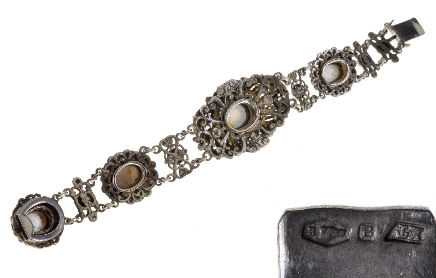 Antique Austro-Hungarian Star Sapphire Silver Bracelet C.1870