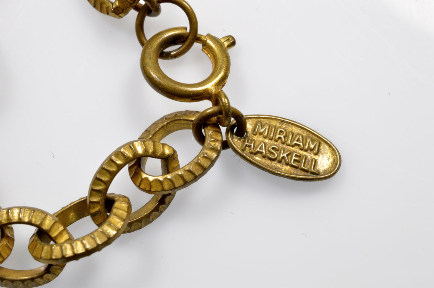 Rare Miriam Haskell by Peter Raines Necklace Flapper Art Glass Brass 71”