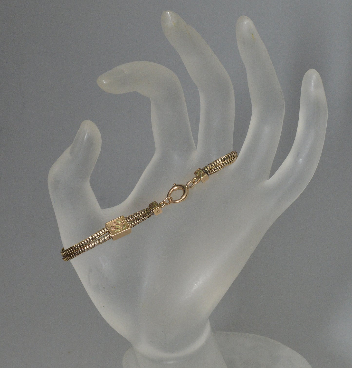 Antique Victorian 14K Gold Bracelet Fancy Chain With Slide C.1890
