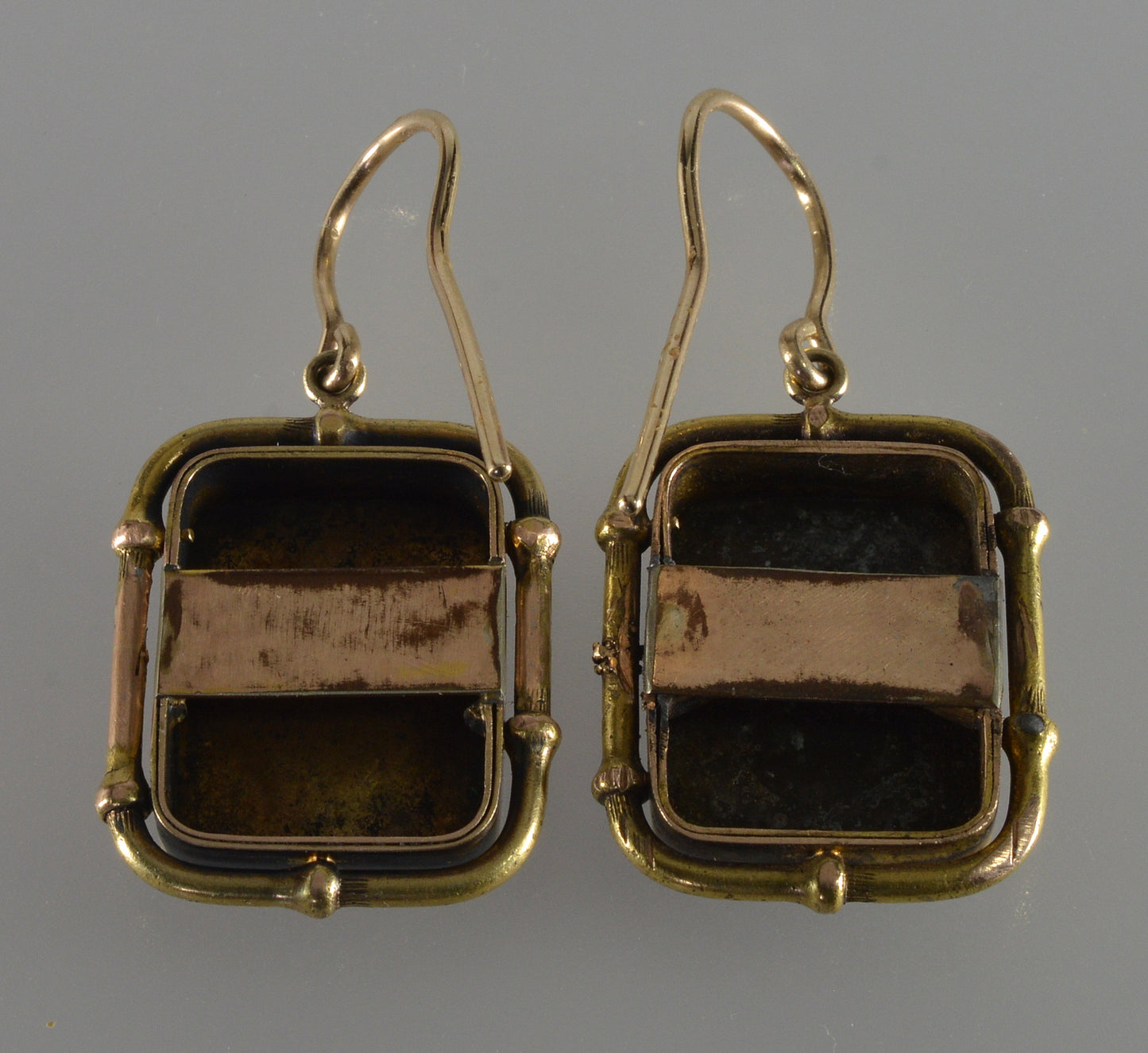 Antique Japanese Shakudo Mixed Metal Earrings C.1890 004090