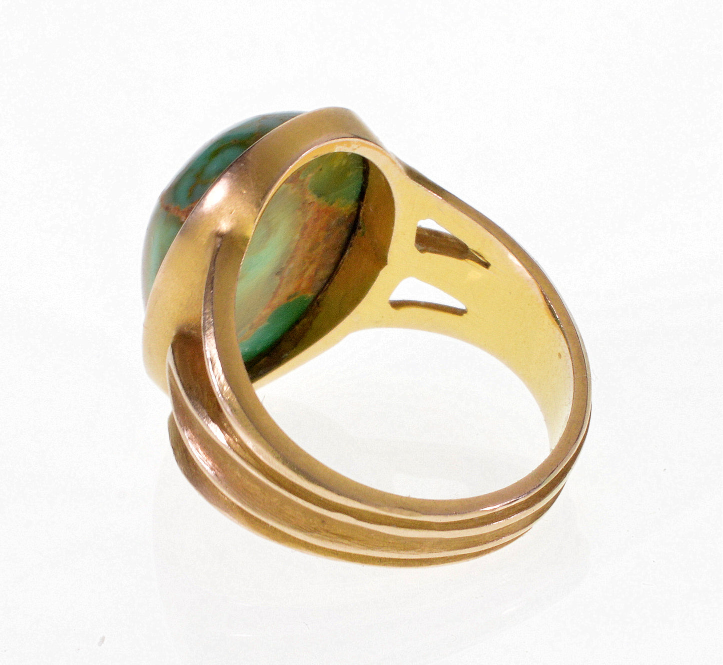 Art Nouveau Turquoise 14K Gold Ring Egyptian Revival C.1900 Size 2 1/2