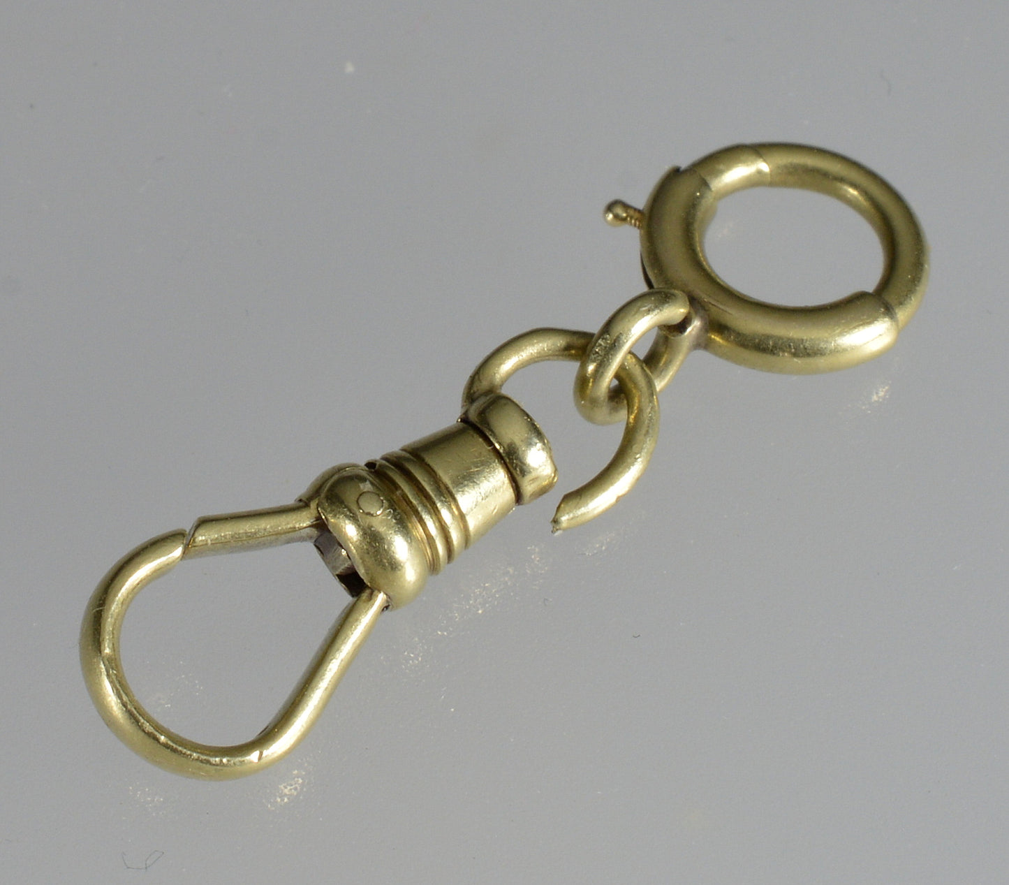 Victorian 14K Yellow Gold Dog Clip And Bolt Clasps Set For Pocket Watch Albert Chain 0391