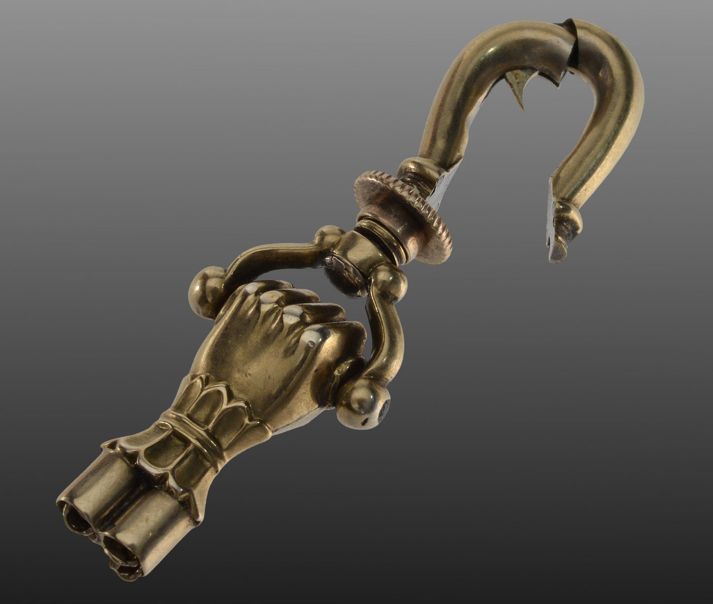 Antique Georgian 14K Gold Hand Fist Pendant Enhancer C.1820 003911