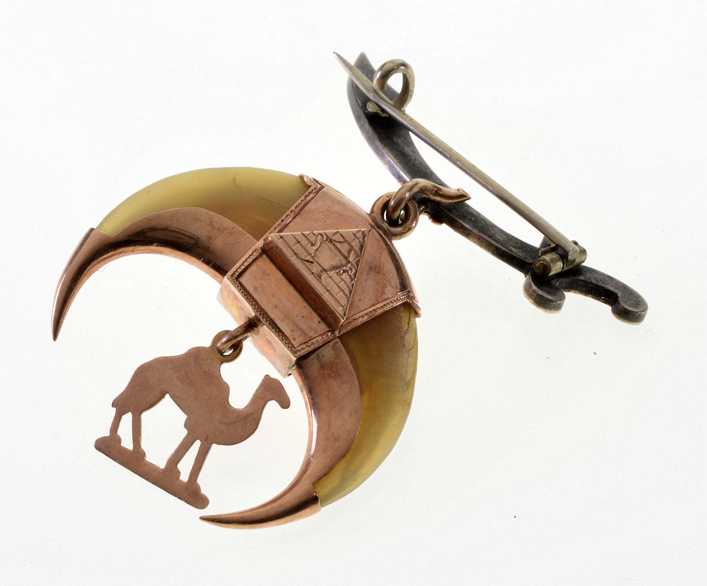 Antique Masonic Egyptian Revival 10K Gold Tiger Claw Tiger's Eye Pin C.1900