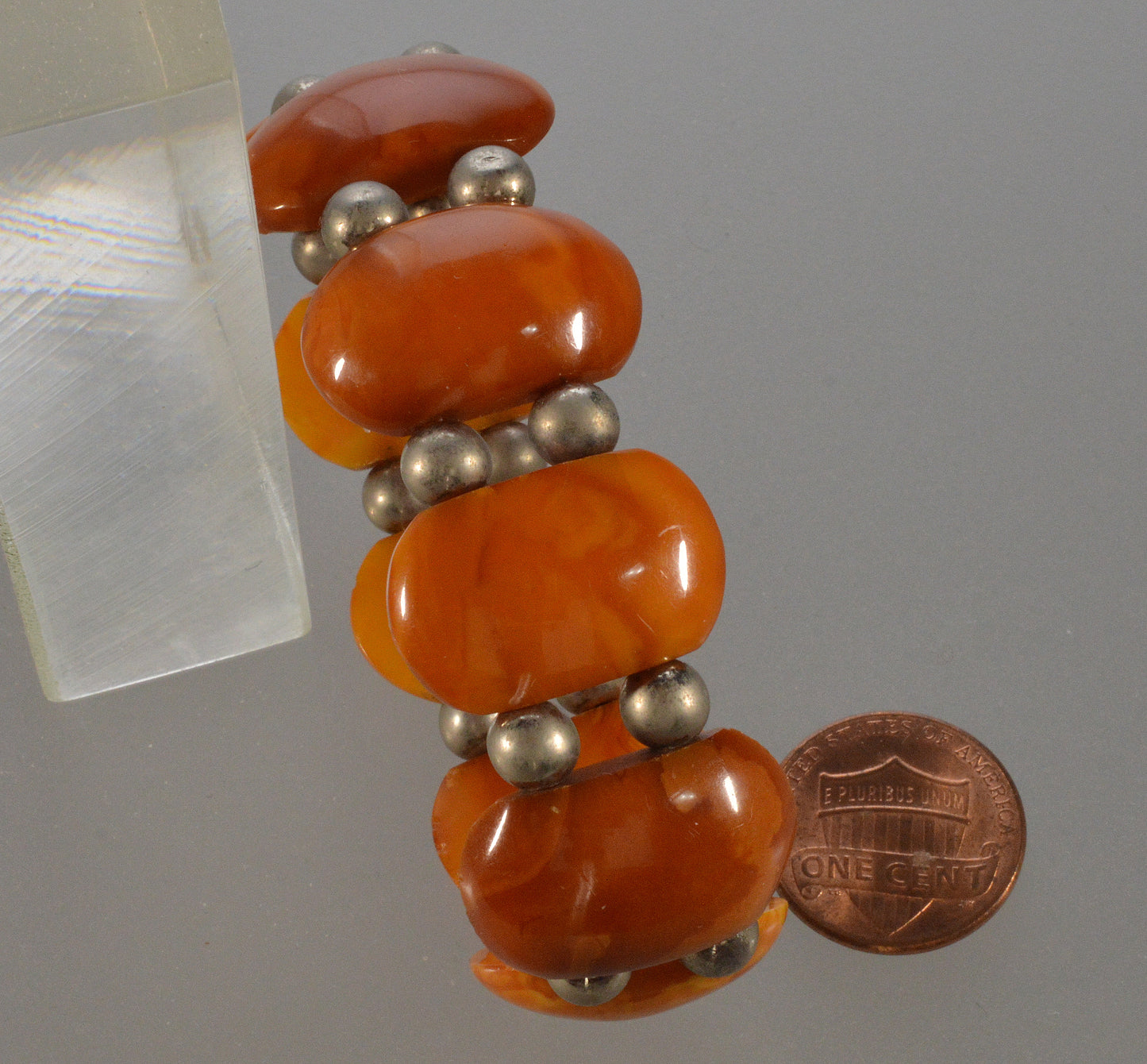 Antique Natural Baltic Butterscotch Egg Yolk Amber Stretch Bracelet C.1920