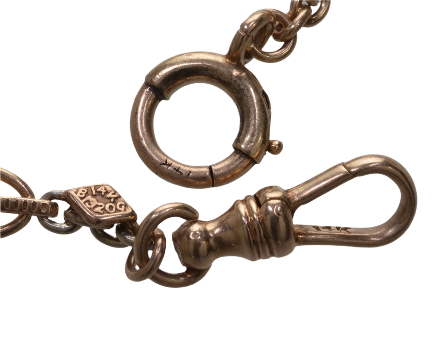 Antique Art Deco 14K Bi-Color Gold Watch Chain Necklace 14" C.1920