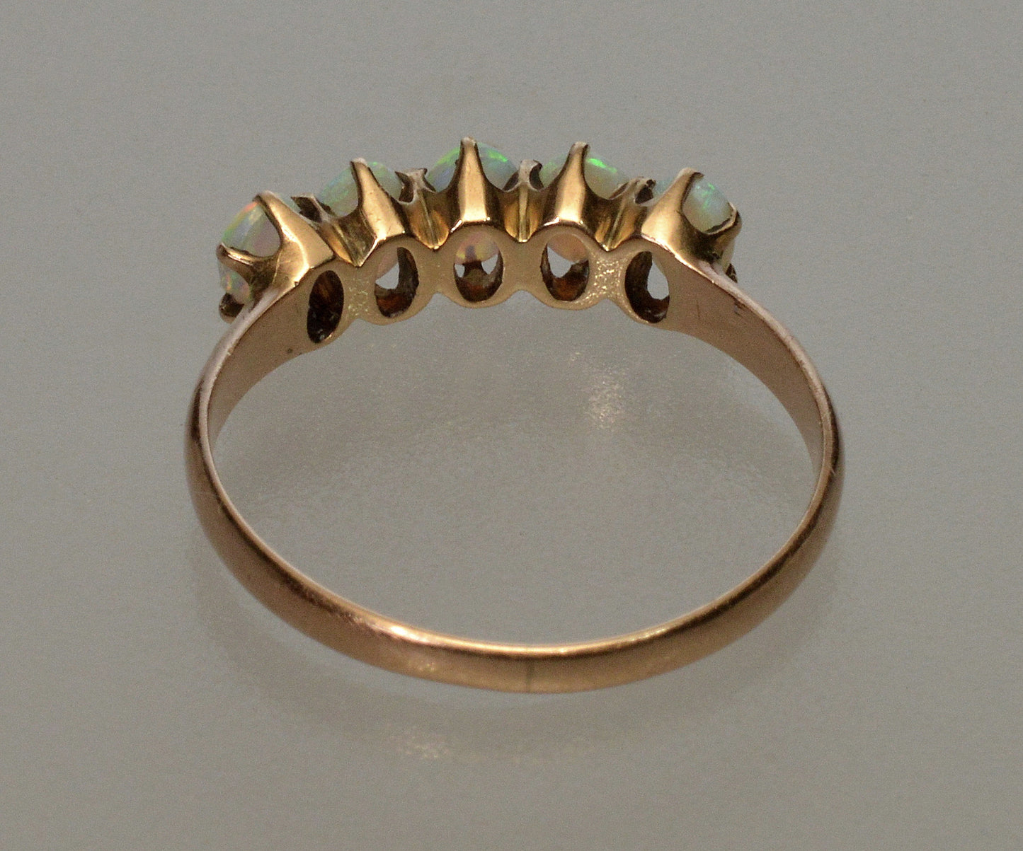 Antique Victorian 10K Gold Australian Opal Ring Size 5 3/4 C.1890