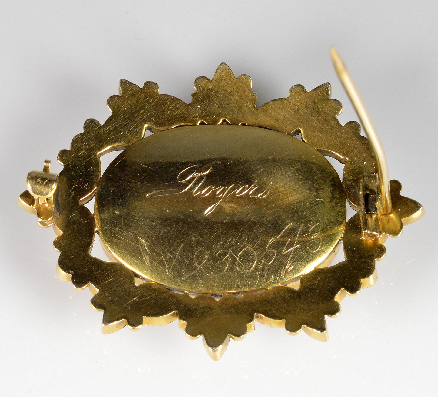 Victorian 14K Gold Onyx Mourning Brooch Braided Hair C.1860