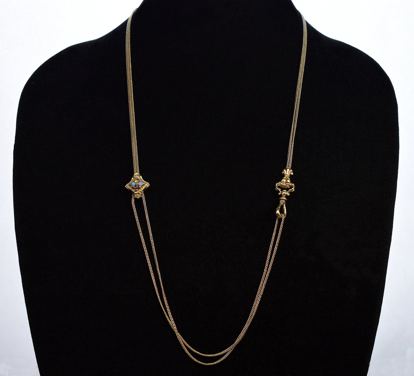 Antique Georgian 10K Gold Hand Fist Necklace Slide Guard Chain C.1820 003961