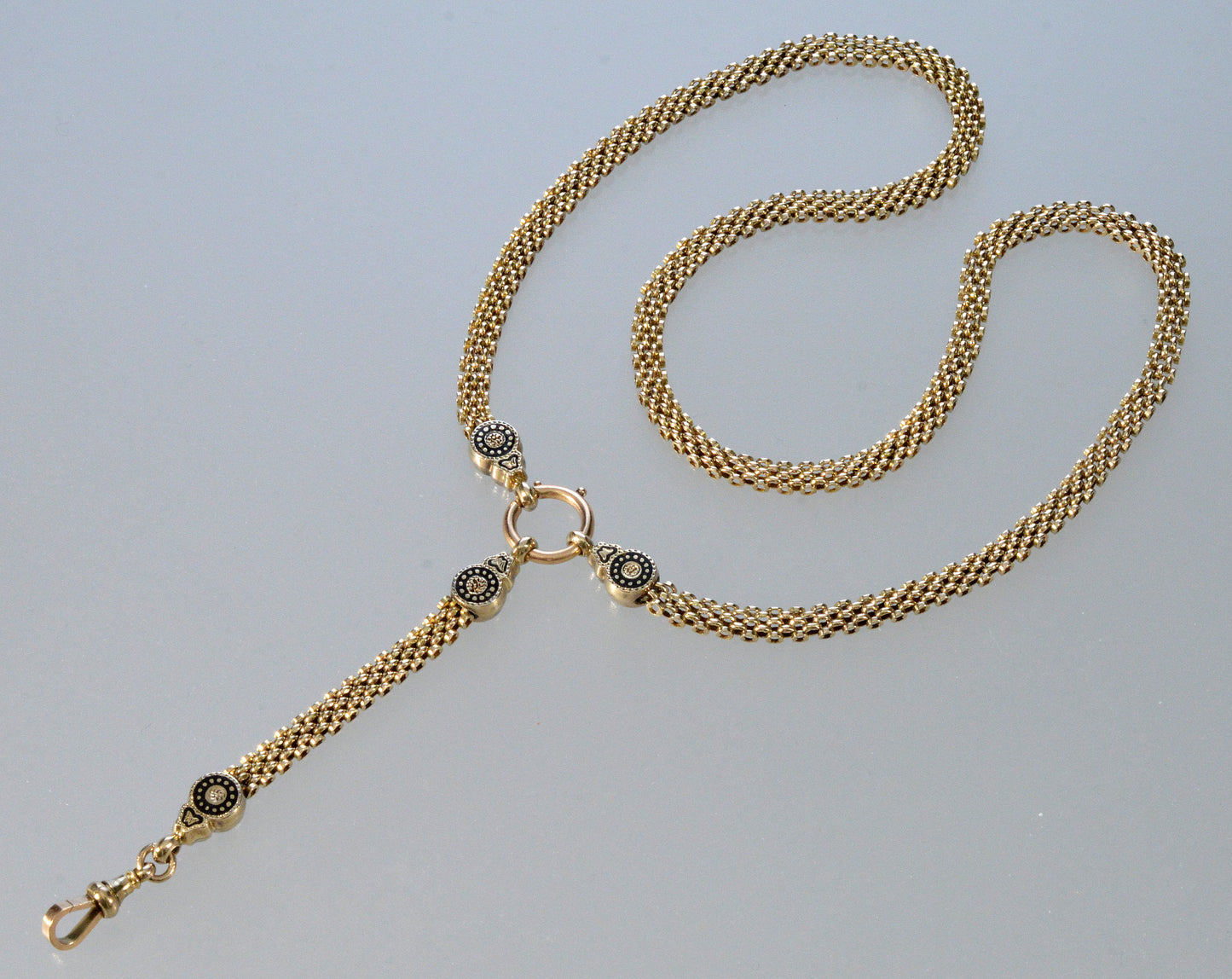 Antique Victorian 10K Gold Enamel Panther Chain Necklace C.1870 003893