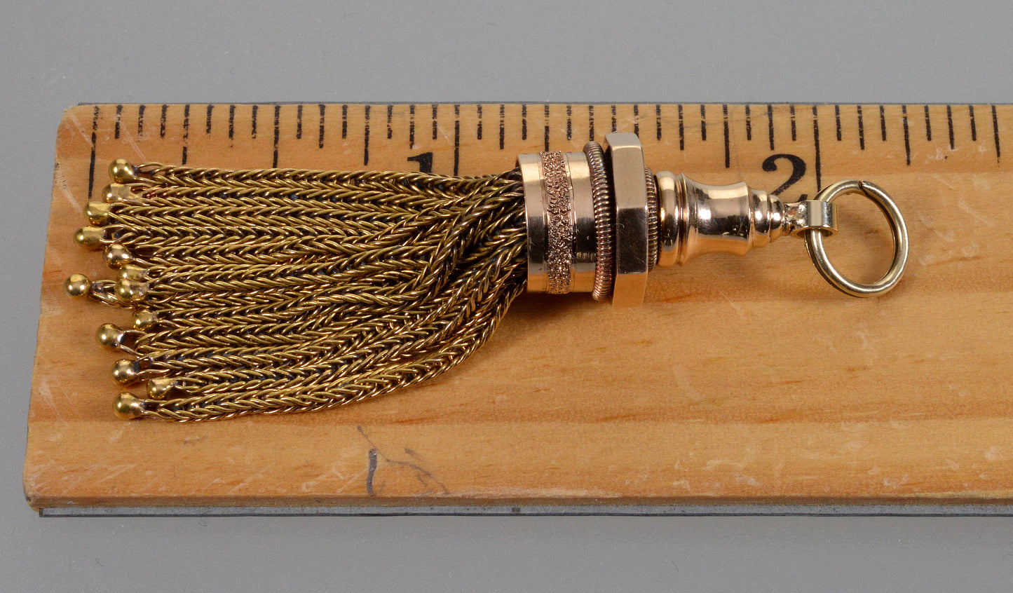 Antique Victorian 14K Gold Tassel Pendant Split Ring C.1890 003734