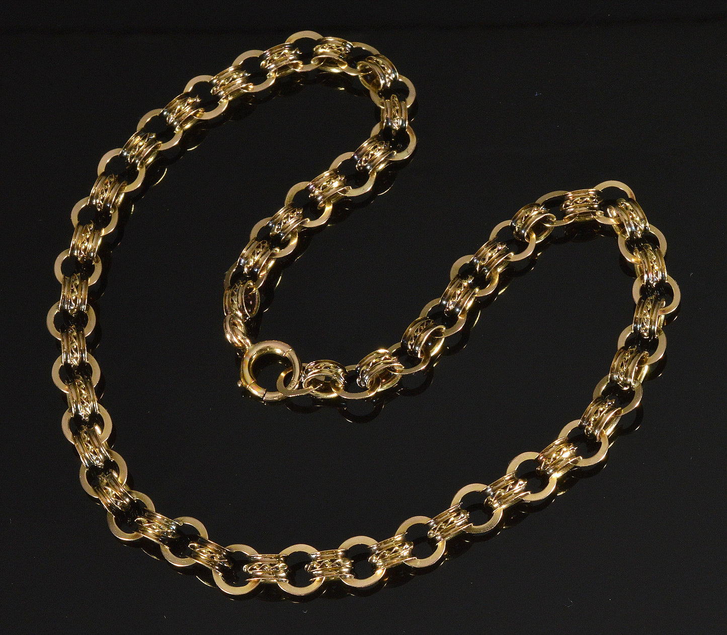 Antique Victorian 10K Gold Fancy Link Chain Necklace C.1890 003175