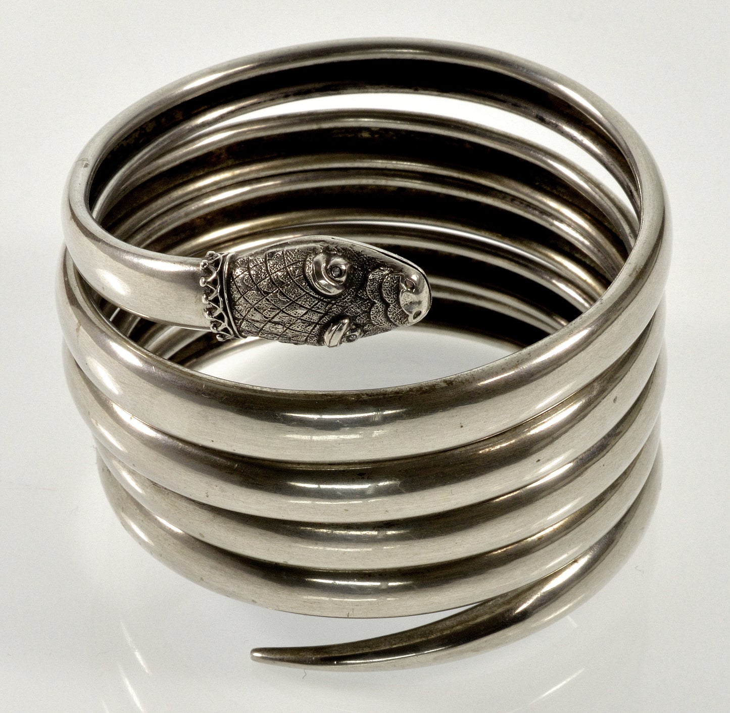 Antique Victorian Sterling Coiled Snake Bracelet C.1880