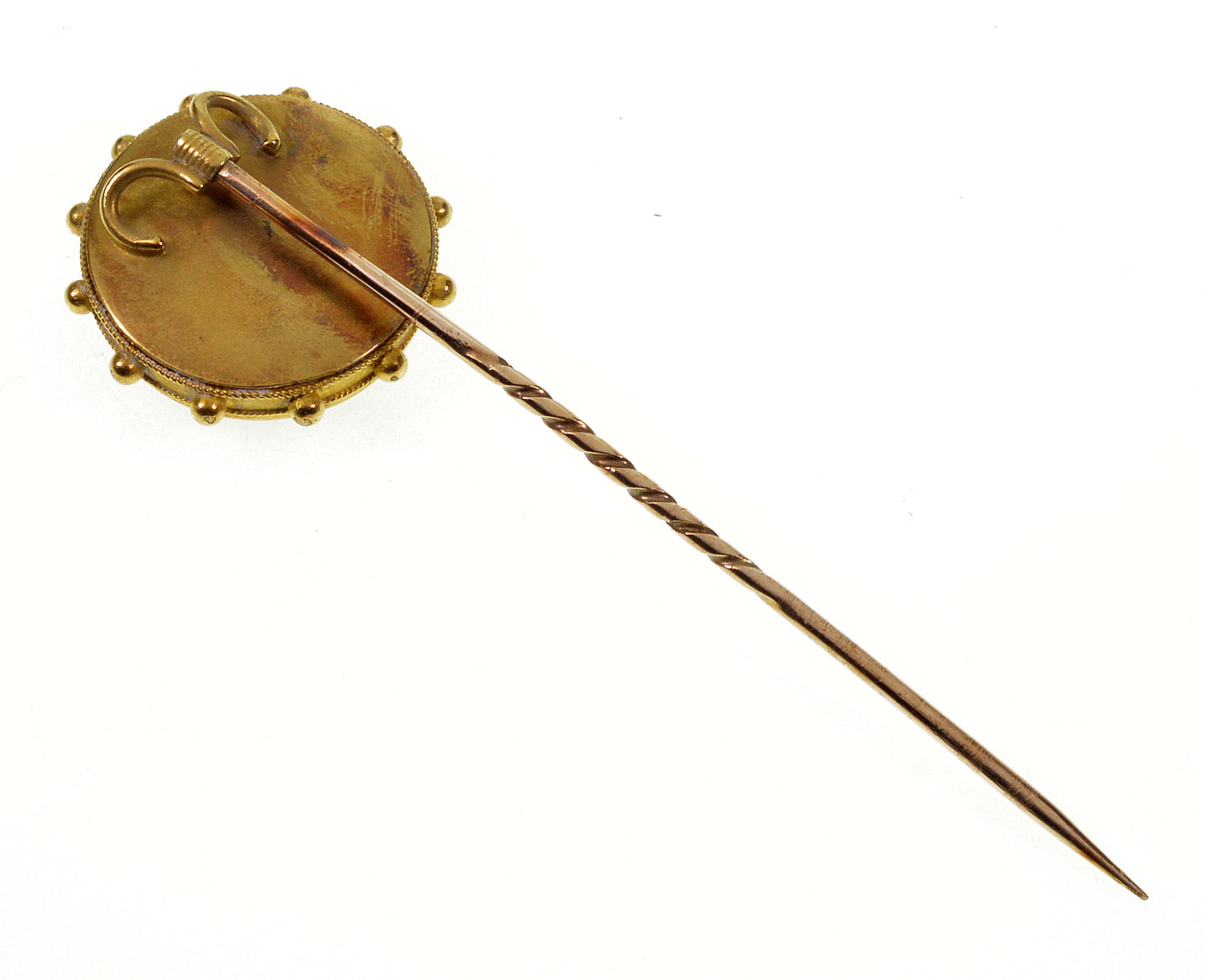 Victorian 9K Gold Enamel Porcelain Fox Stick Pin by W.B.Ford in Original Box C.1870