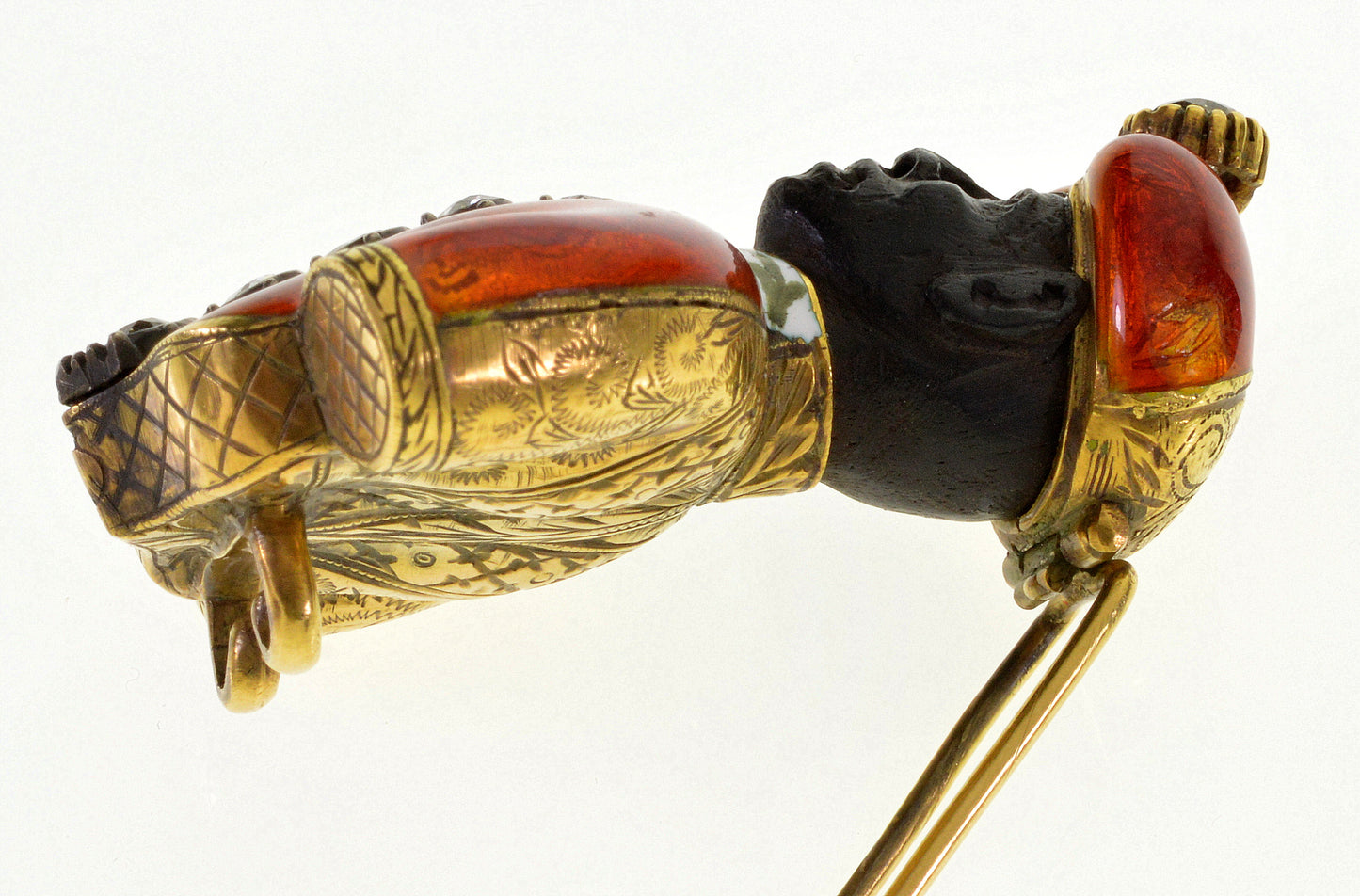 Products Victorian Italian Blackamoor Brooch Dress Clip 18K Gold 1.9 CTW Diamond Enamel C.1870