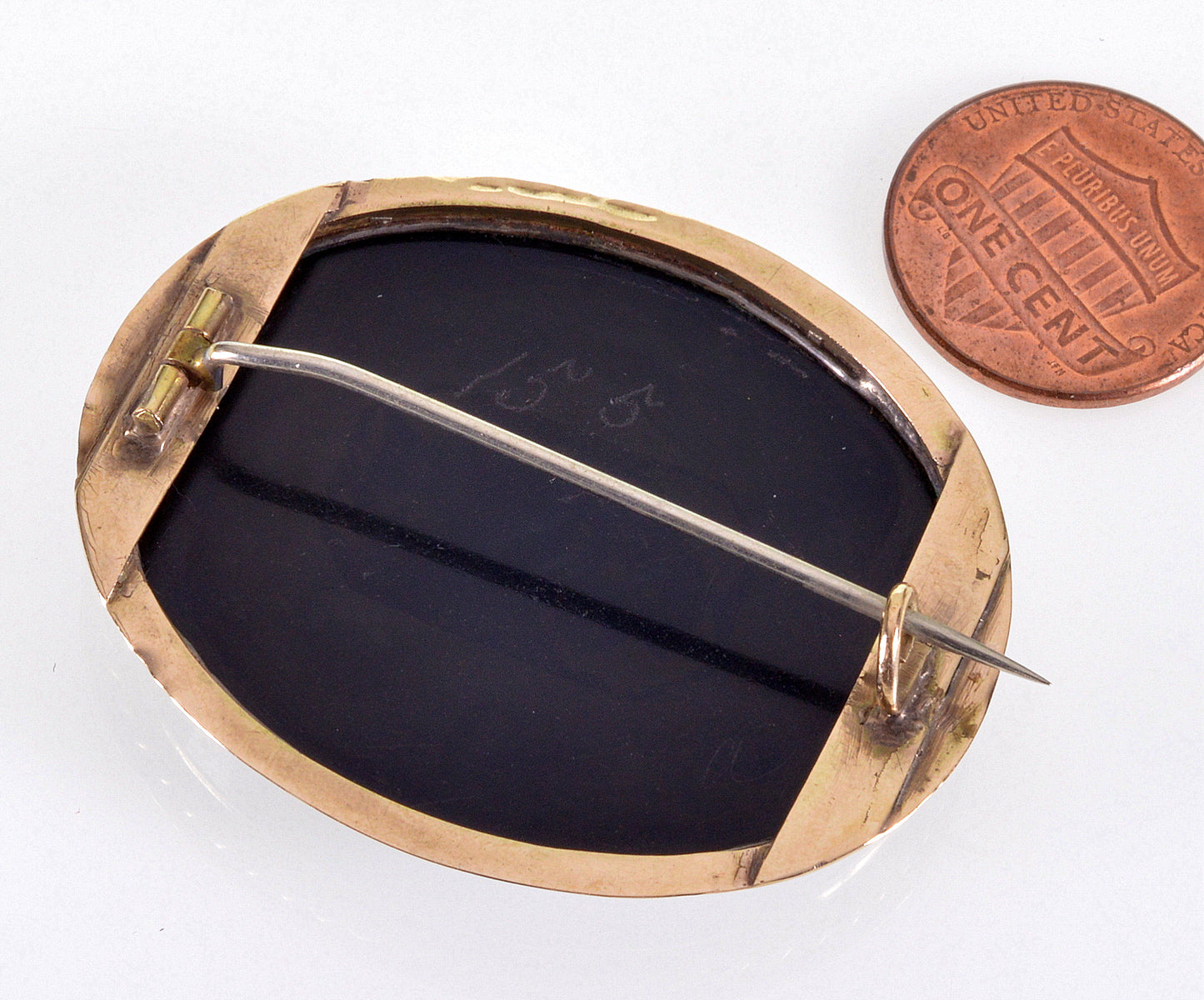 Victorian King Charles Spaniel Micro Mosaic 14K Gold Pin Brooch Italy Grand Tour C.1880