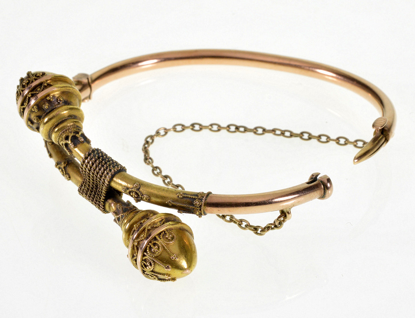 Antique Victorian Etruscan Revival 18K Gold Bypass Bracelet 5 1/2" C.1870