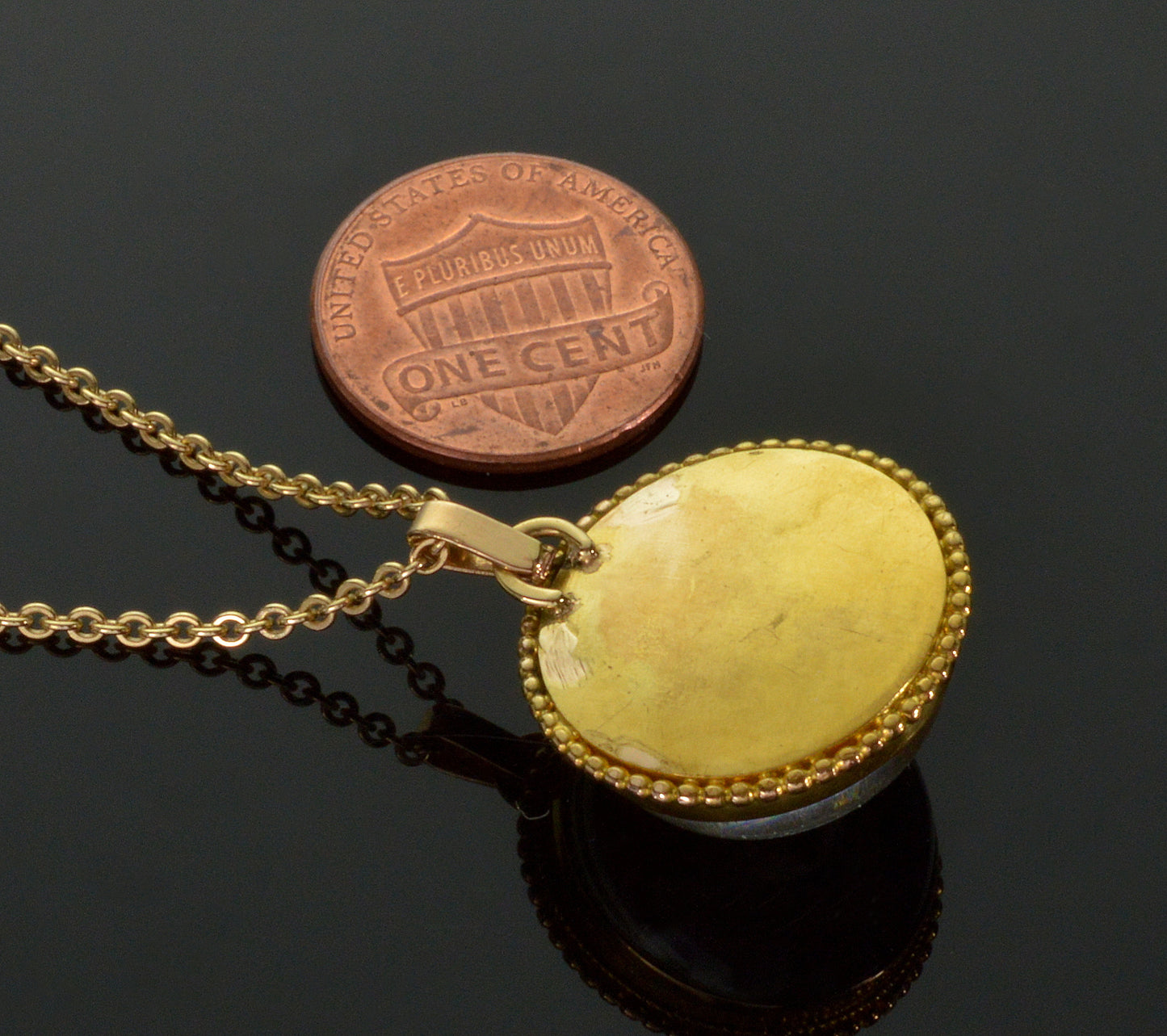 Victorian 18K Gold Reverse Carved Essex Crystal Dog Pendant Intaglio Portrait Miniature C.1870