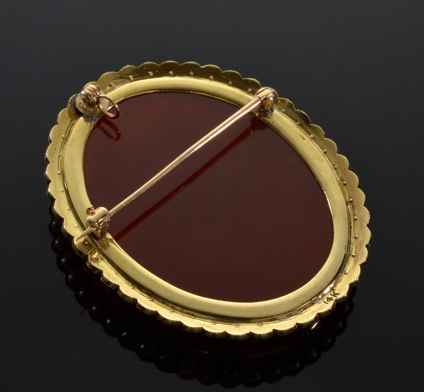 Antique Victorian 14K Gold Marie De Medici Cameo Pendant Brooch Hardstone Pearl C.1890