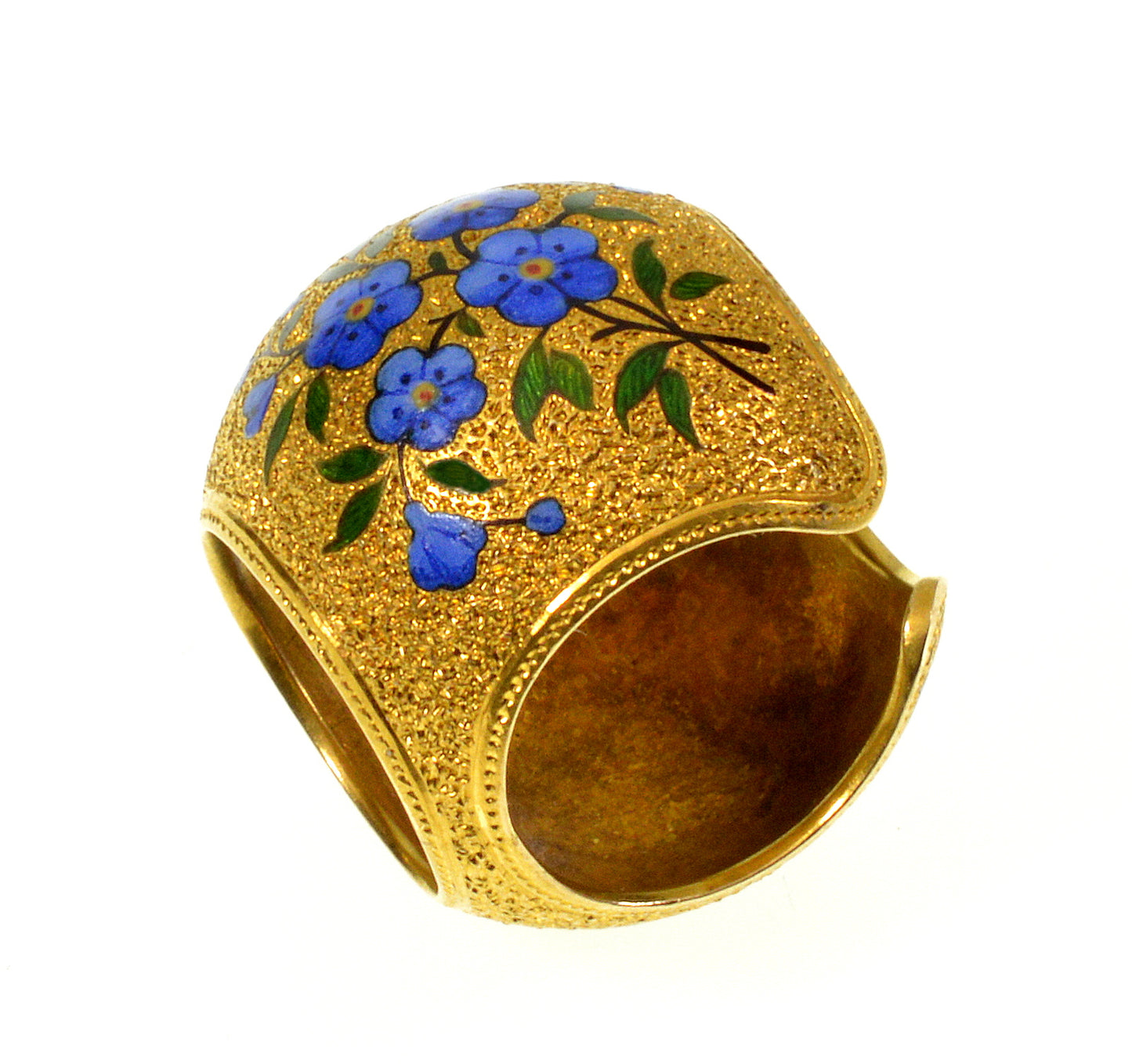 Antique Victorian French Egyptian Revival Scarf Ring 18K Gold Enamel C.1880