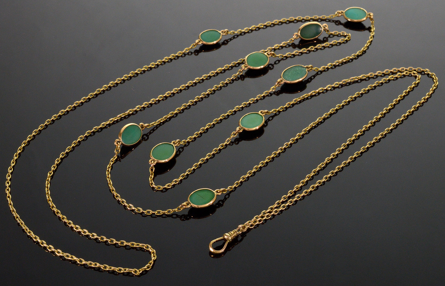 Antique Victorian 14K Gold Turquoise Guard Chain Necklace C.1890