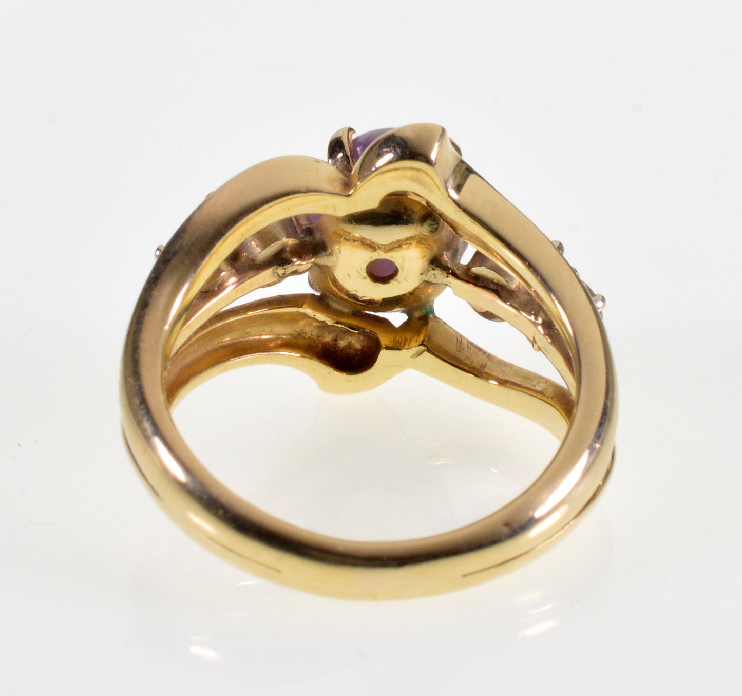 Natural Star Sapphire Diamond 14K Gold Ring Size 4 C.1940