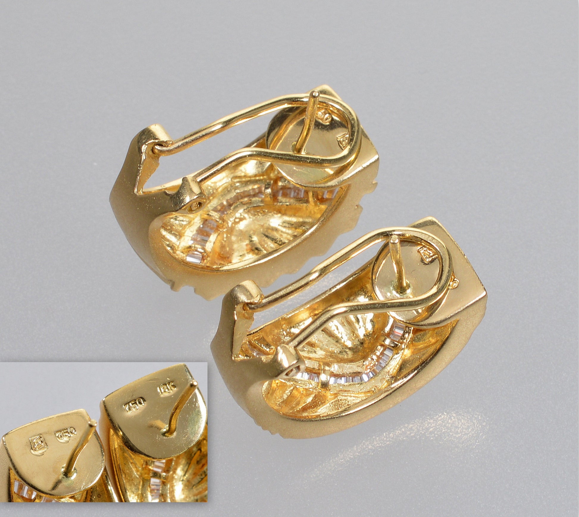 Italian 18K Gold Diamond Half Hoop Earrings