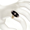 Art Nouveau Egyptian Revival Platinum 14K Gold Ring Diamond Onyx Size 7 C.1900