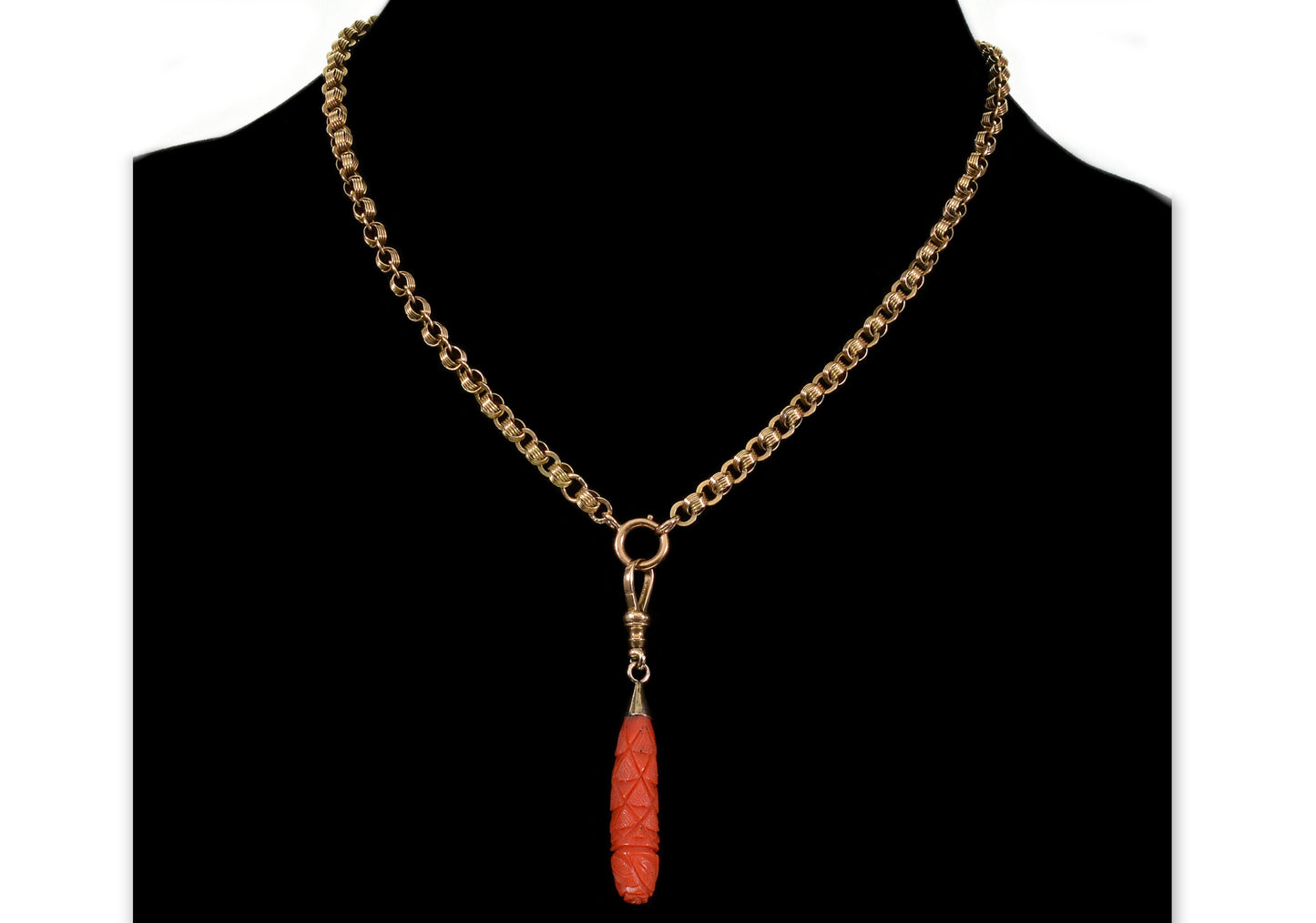 Antique Georgian Carved Coral 10K Gold Pendant Enhancer C.1820