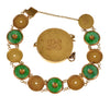 Art Deco 20K Gold Jade Coin Bracelet Chinese Export C.1920
