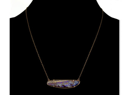 Australian Boulder Opal 14K Gold Necklace C.1970