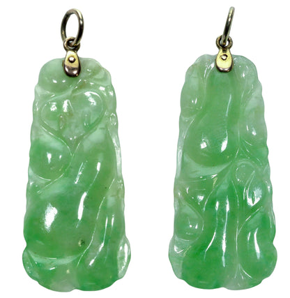 Antique Art Deco 9K Gold Jadeite Jade Pendant C.1920