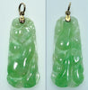 Antique Art Deco 9K Gold Jadeite Jade Pendant C.1920