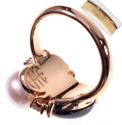 Mimi Milano 18K Gold Double Heart Garnet Ring Size 7 1/2