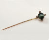 Art Nouveau 14K Gold Cat's Eye Chrysoberyl Diamond Stick Pin C.1900