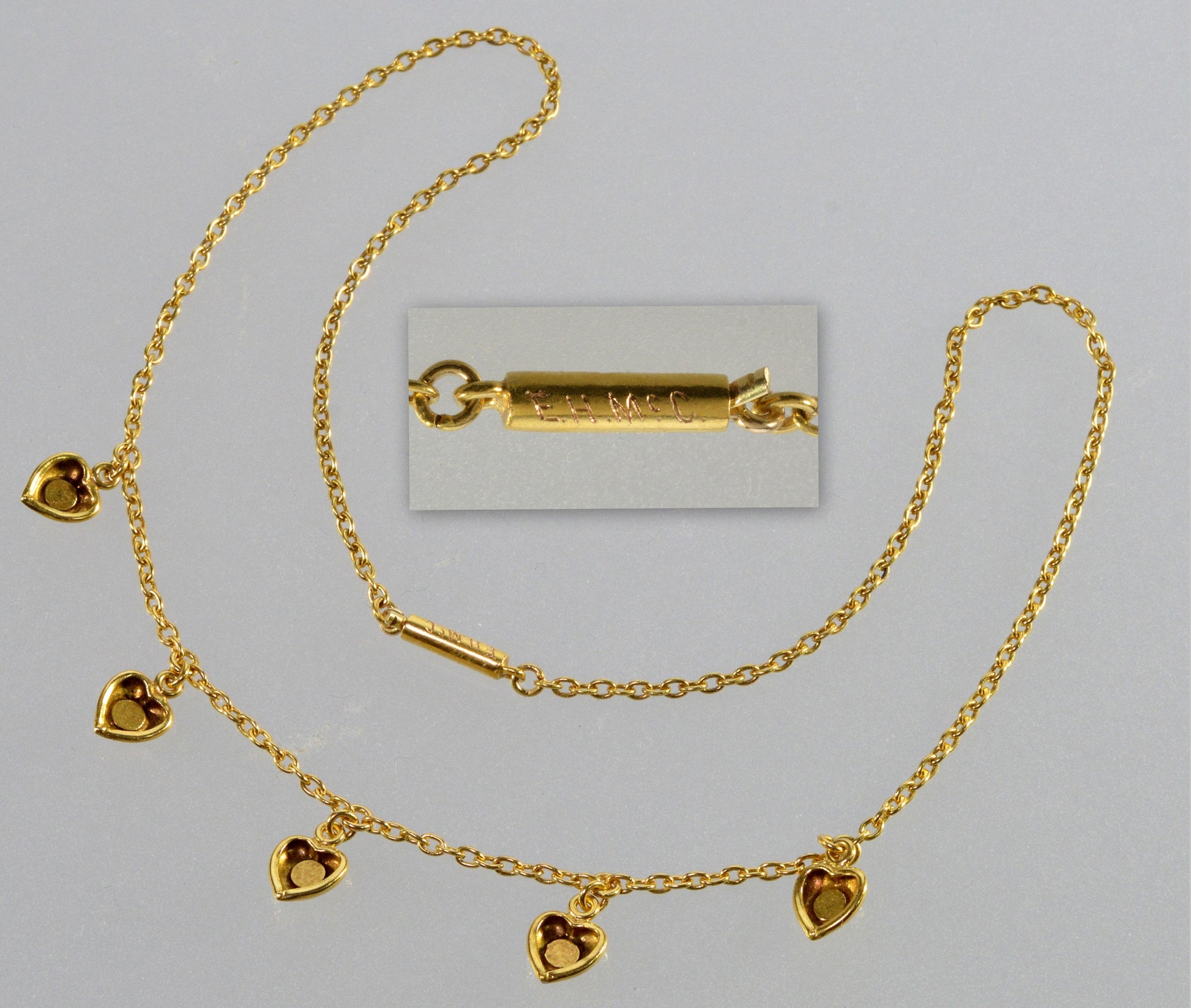 Antique Victorian 18K Gold Heart Chain Necklace C.1890