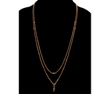 Antique Edwardian 9K Gold Long Guard Chain Necklace 55" C.1900