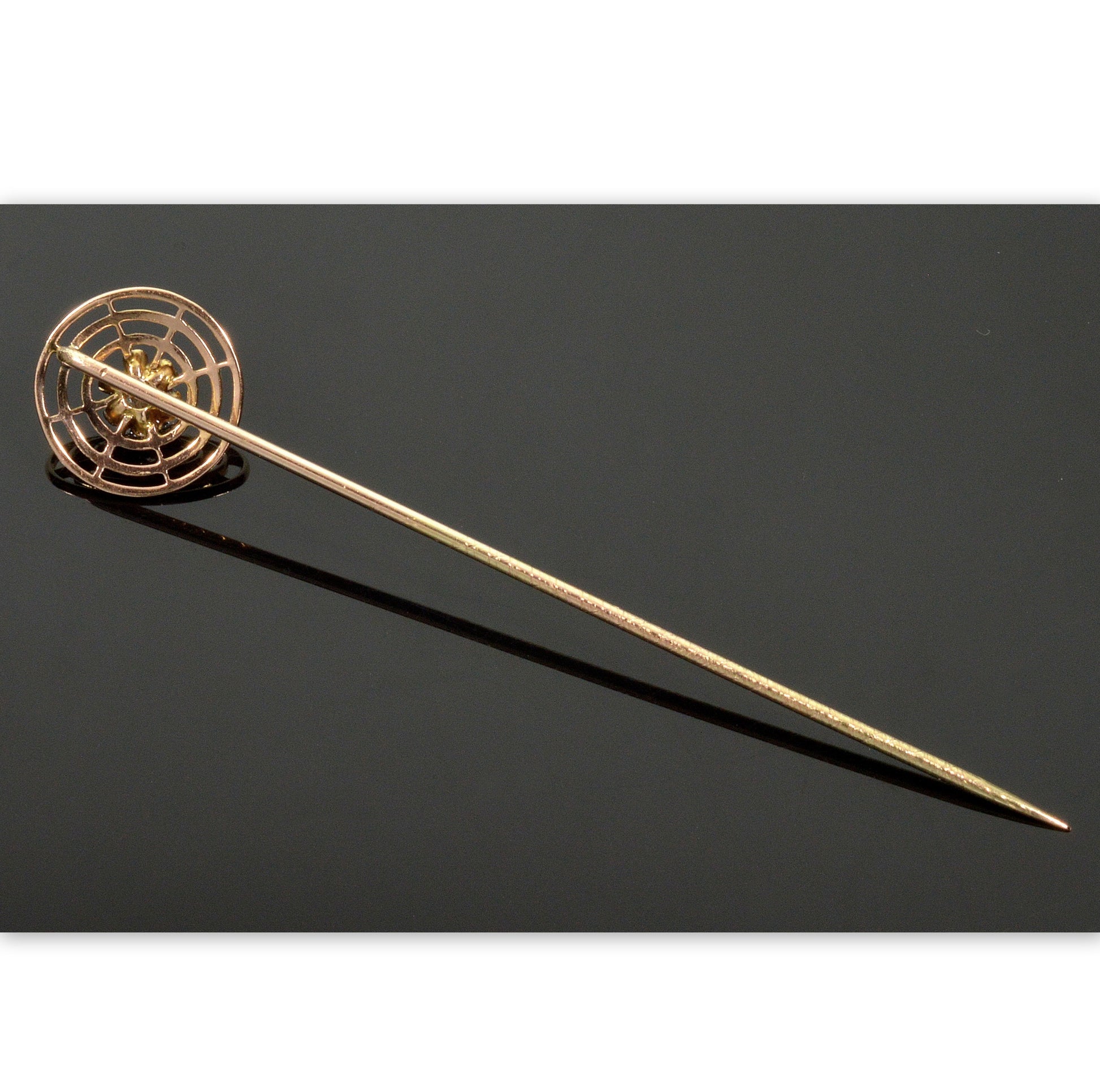 Antique Edwardian 14K Gold Diamond Target Stick Pin Tie Pin C.1900