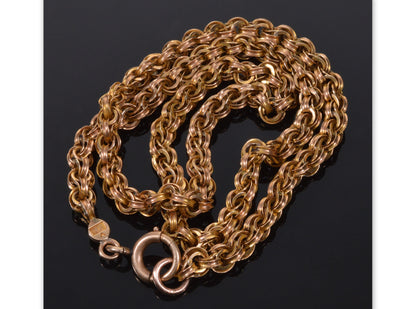 Antique Victorian 14K Gold Fancy Chain Necklace C.1890 003644