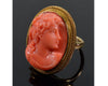 Antique Victorian 14K Gold Salmon Coral Cameo Ring Size 5 3/4 C.1890