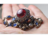 Antique Victorian 18K Gold Sterling Ruby Sapphire Garnet Necklace C.1890