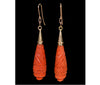 Antique Georgian 14K Gold Salmon Coral Dangle Earrings C.1820