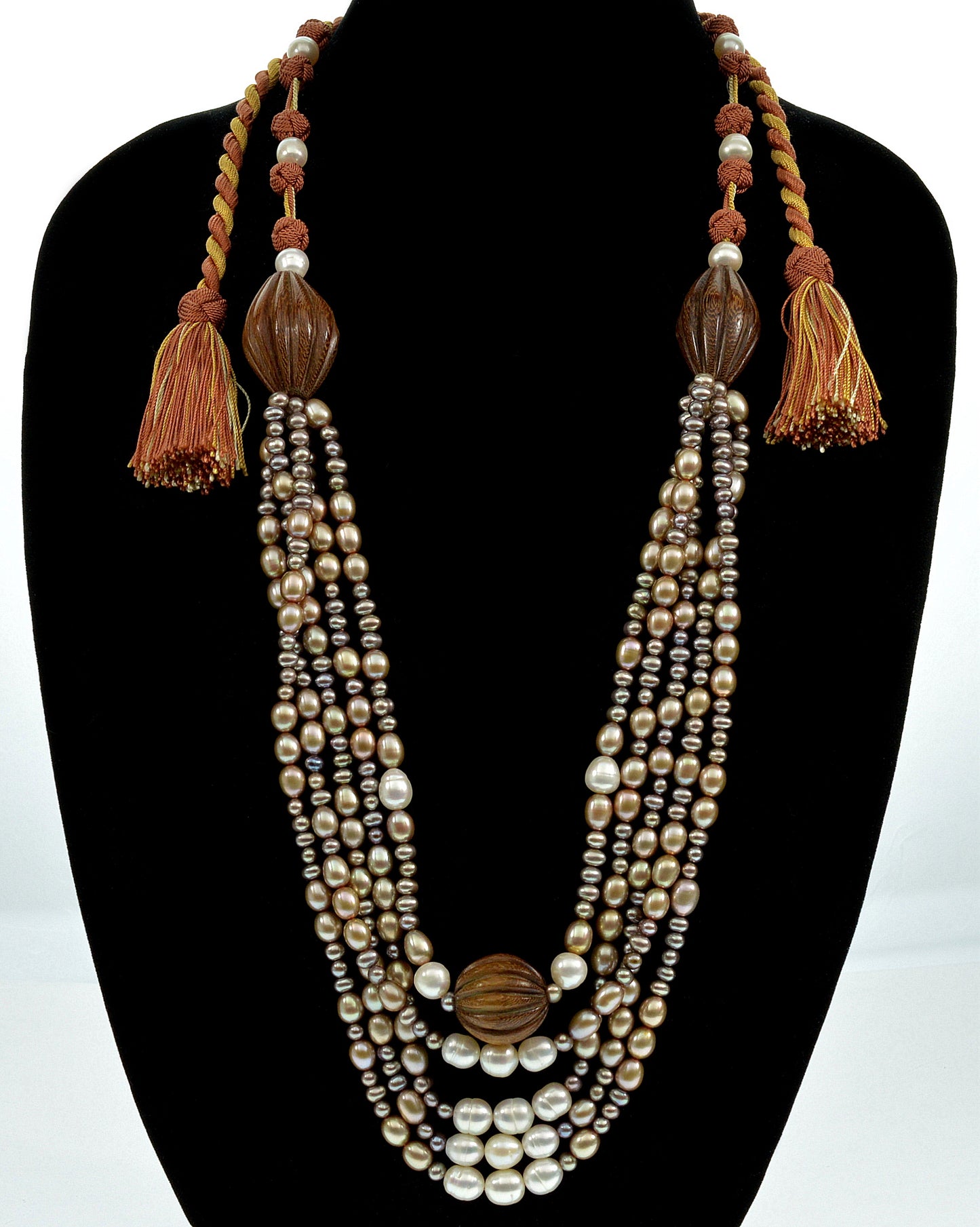 Oversized Designer Signed Pearl Wood Necklace From Saks 5th Ave