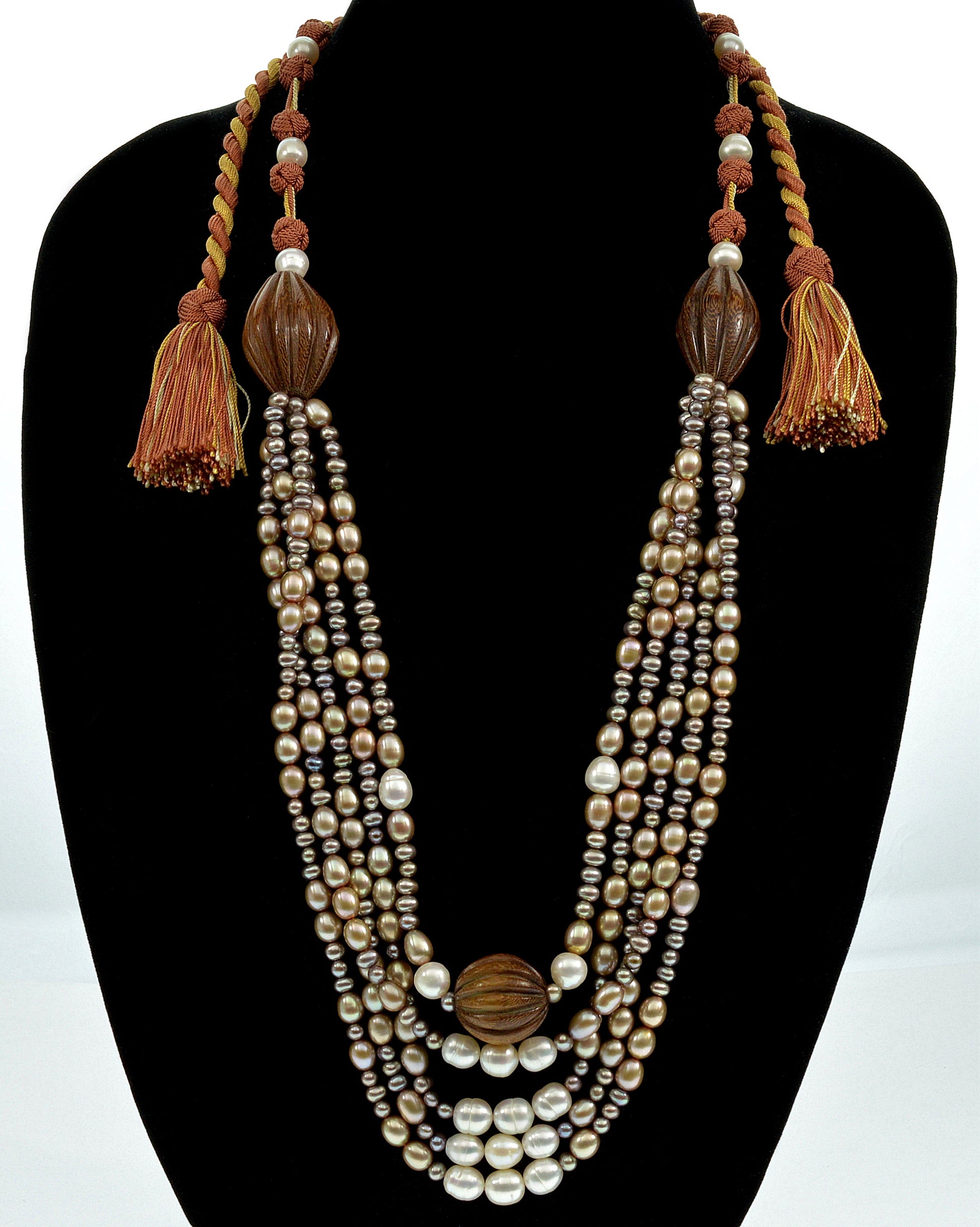 Oversized Designer Signed Pearl Wood Necklace From Saks 5th Ave