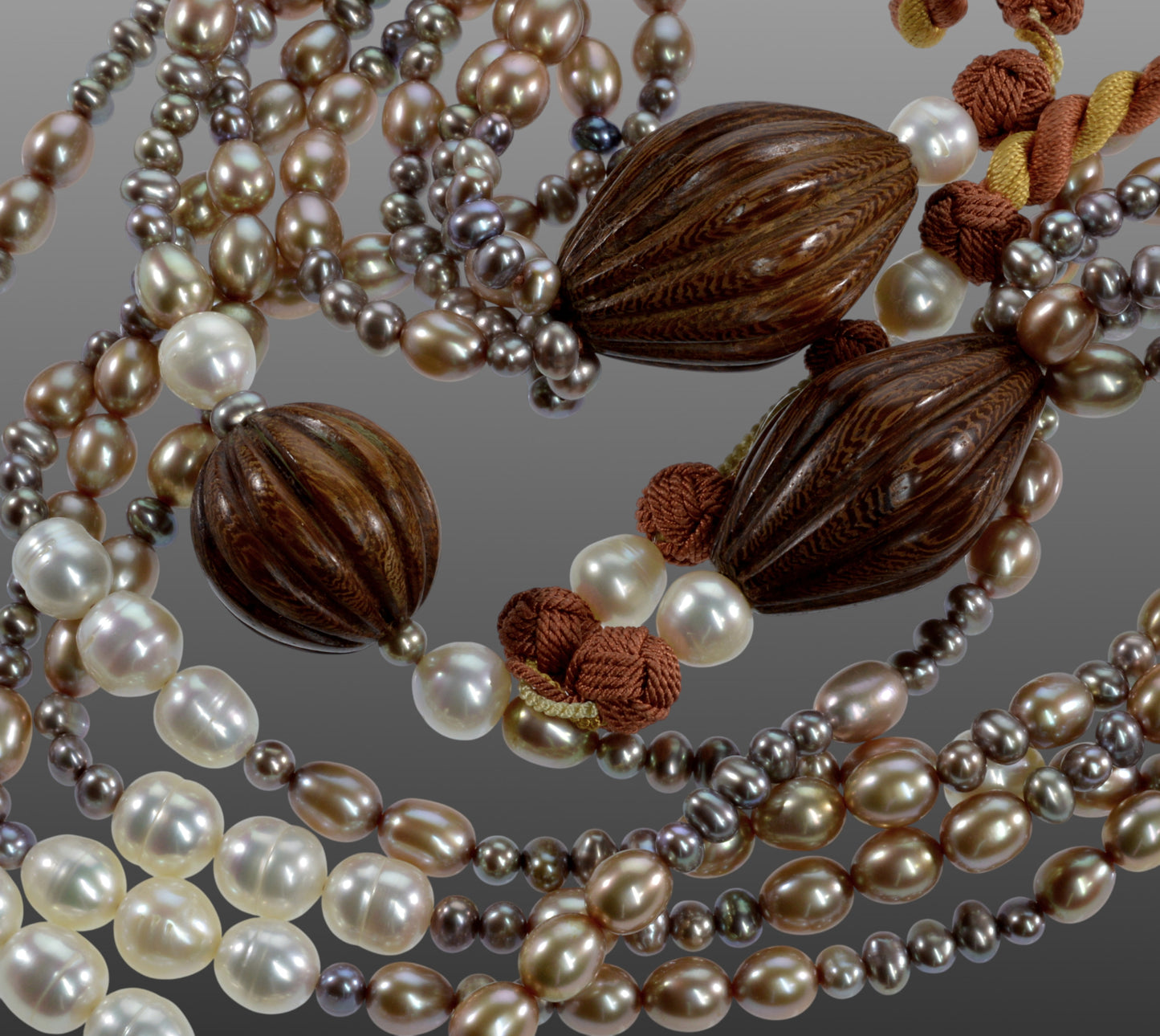 Oversized Designer Signed Pearl Wood Necklace From Saks 5th Ave