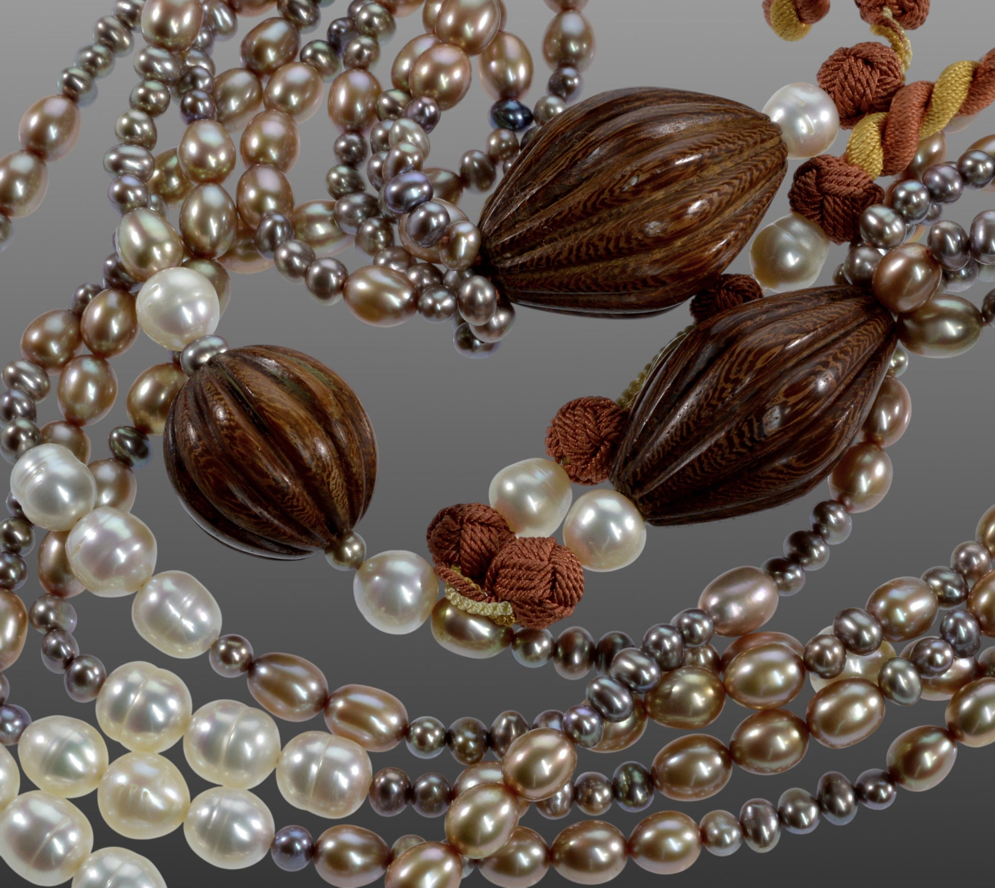Oversized Designer Signed Pearl Wood Necklace From Saks 5th Ave
