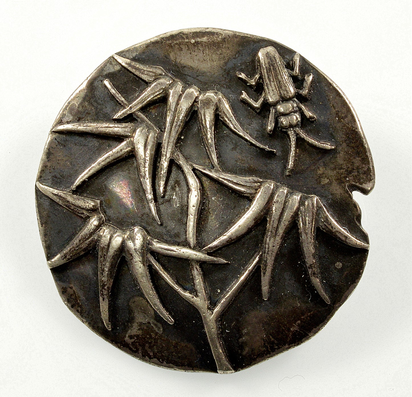 Antique Victorian George W. Shiebler & Co Japanesque Sterling Beetle Bug Insect Button C. 1880-1890 Signed