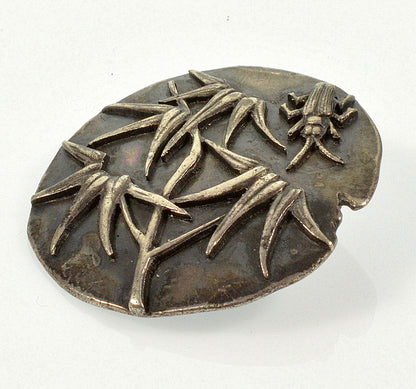 Antique Victorian George W. Shiebler & Co Japanesque Sterling Beetle Bug Insect Button C. 1880-1890 Signed