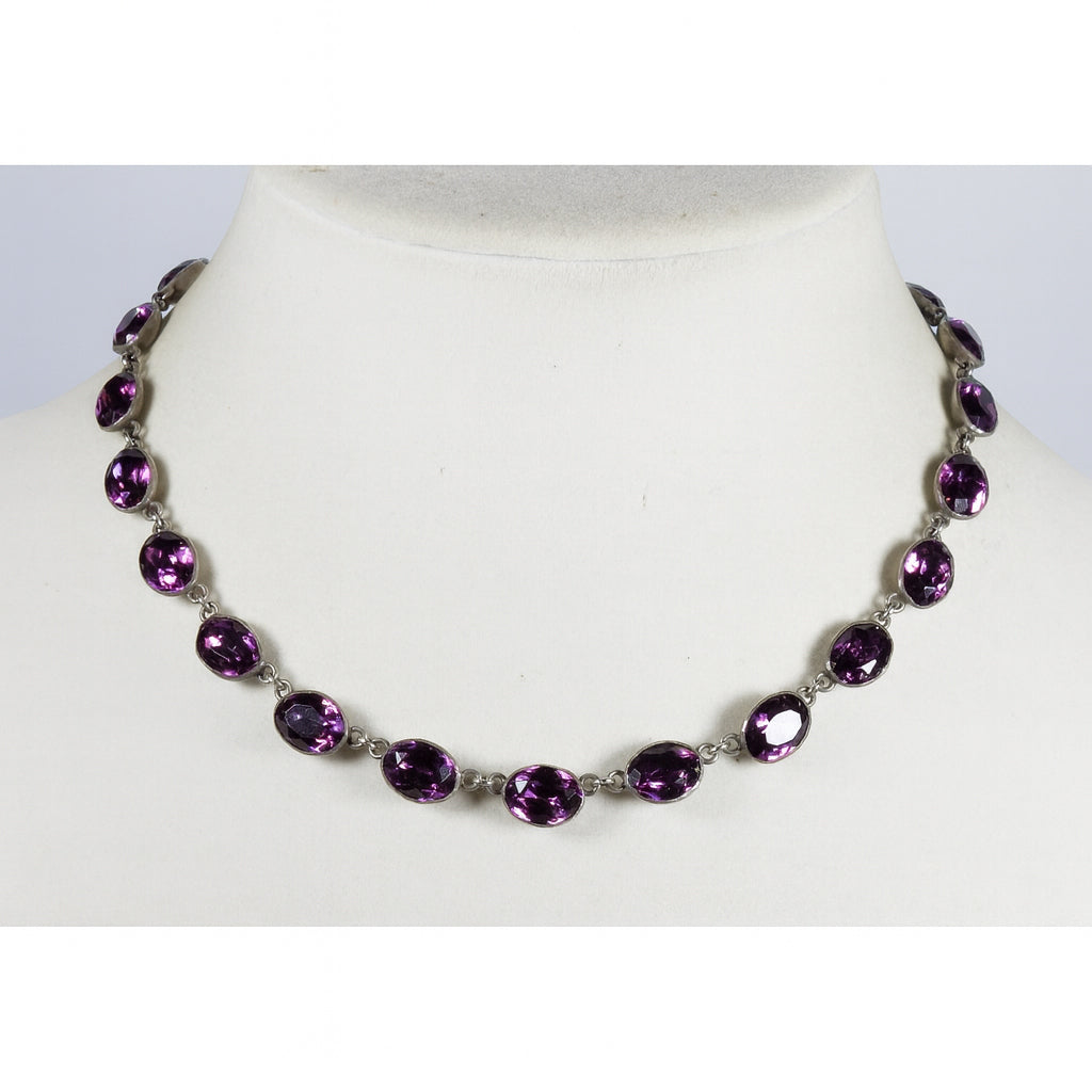 Antique Georgian Purple Paste Silver Riviere Necklace C.1820 003990