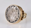 Antique Georgian 14K Gold Chalcedony Signet Ring Intaglio Armorial Crest Wax Seal C.1790